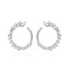 Elegant Leaf Shaped Hoop Earrings for Women Sparkling C Shape Statement Earrings for Party Wedding
