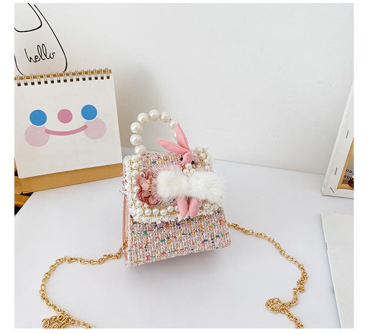 Cartoon Cute Bunny Pearl Handbag With Sequins Breathable Material Crossbody Bag