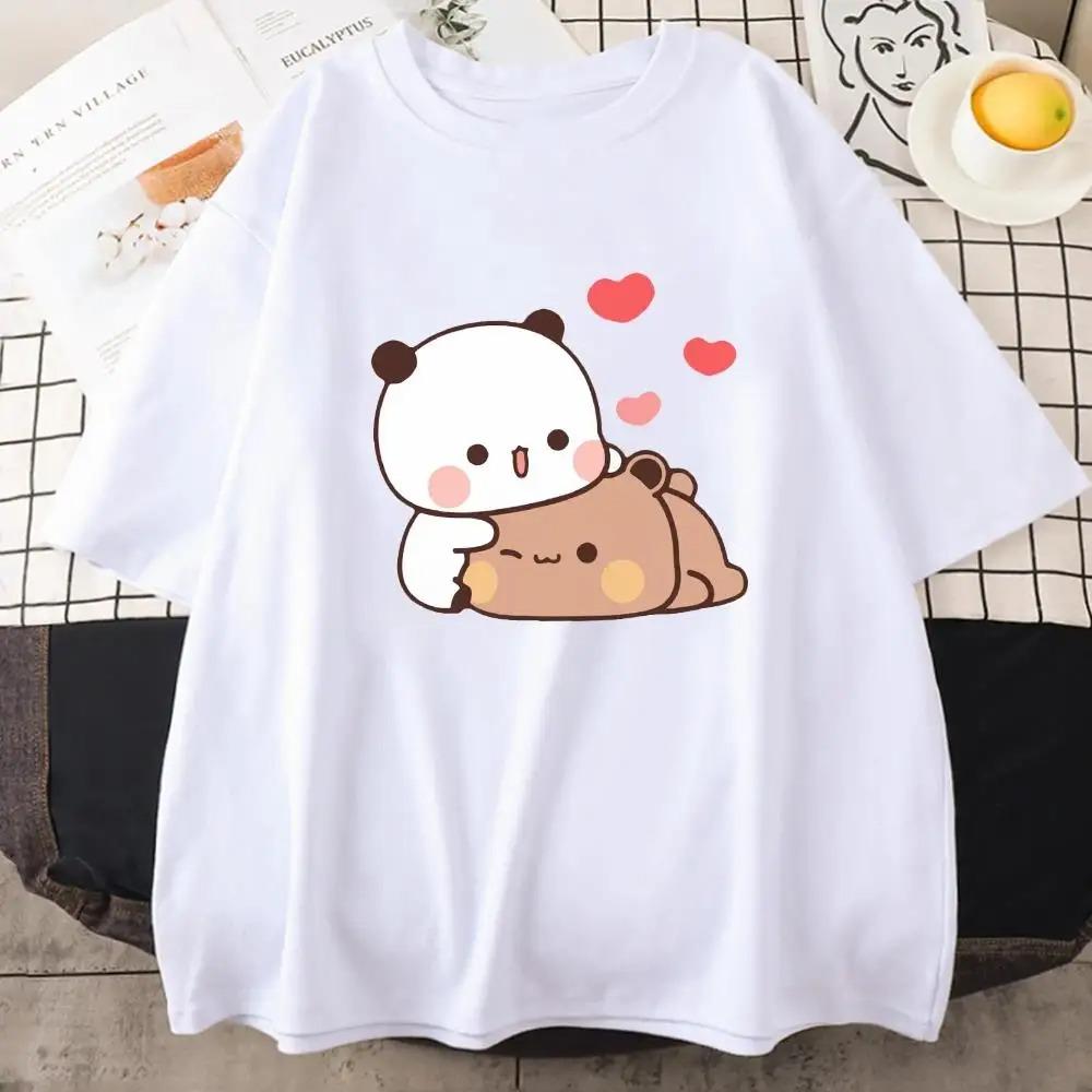 Anime Cartoon Panda Bear Bubu and Dudu T Shirt Kawaii Graphic Printed T Shirt Fashion Crew Neck Plus Size T Shirt Unisex