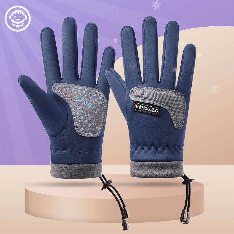 Children's Plus Velvet Winter Gloves: Windproof, Non-Slip, and Warm for Outdoor Cycling & Sports
