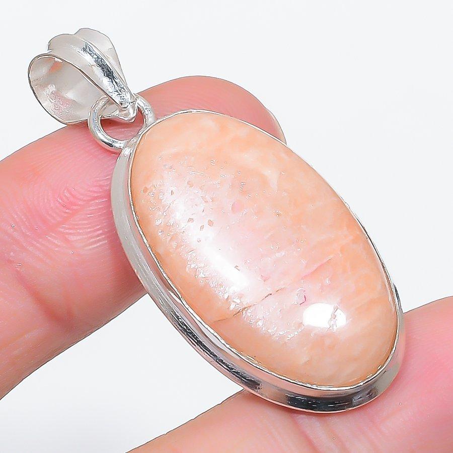 Natural Orange Aventurine 925 Sterling Silver Jewelry Pendant 1.85" H2y41