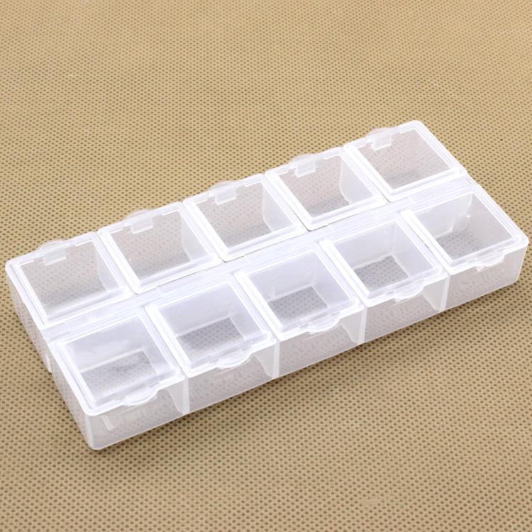 

Large 10-Compartment Transparent Square Storage Box for Jewelry, Medicine, or Fishing Gear белый
