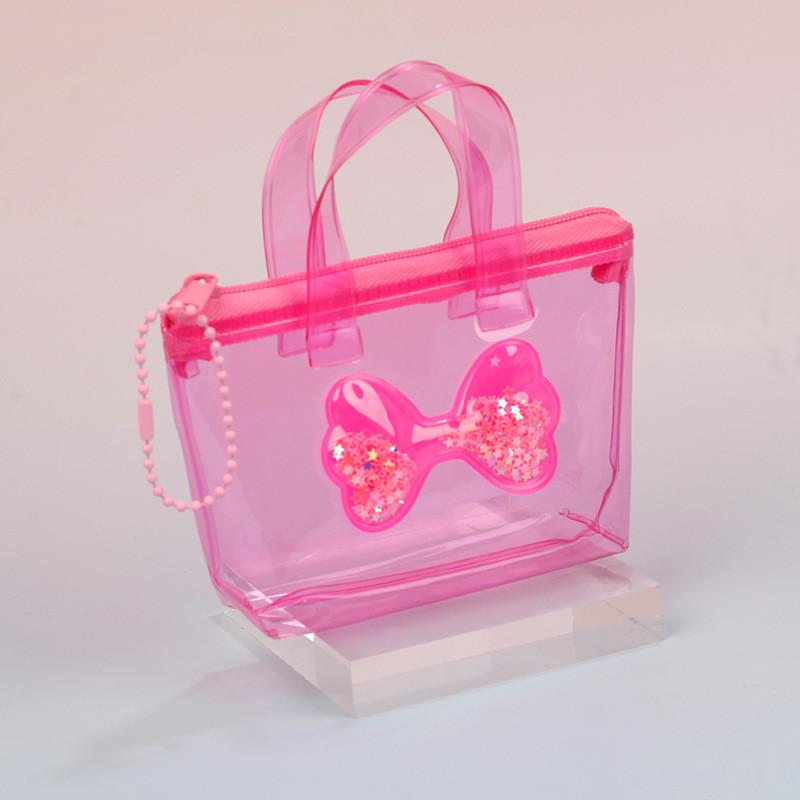 Pvc Girl Heart Butterfly Knot Mini Coin Purse With Waterproof Storage For Casual Use