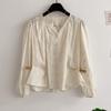 Honey J Tinda Flower Embroidery Lace Blouse 2color