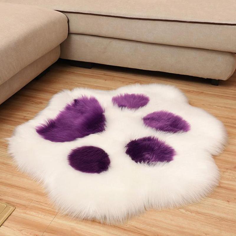 Home Sofa Coffee Table Cute Bear Paw Shape Plush Carpet Living Room Bedroom Foot Mats Shaggy Fluffy Cat Paw Rug Bedside Carpet