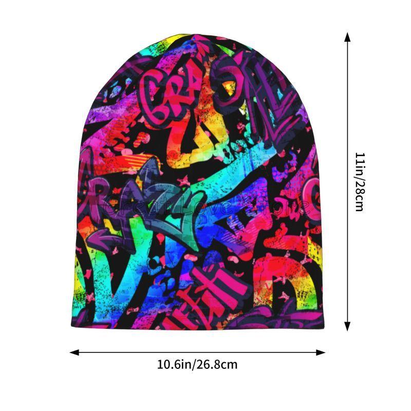 Graffiti Slouchy Beanie Hats for Men Women American Comic Collection Pop Art Skull Print Caps Autumn Winter Warm Knit Hat