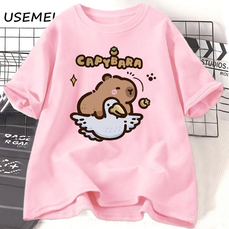 Funny Capybara T-shirts Men Women Summer Cute Animal T Shirt Cotton Short Sleeve Graphic T Shirts Streetwear Women's Clothing