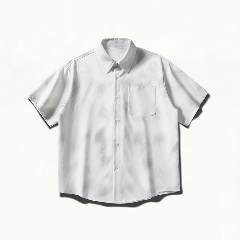 Summer Short Sleeved Shirt Jacket Workwear Short Sleeved Men s Lapel Shirt 2XL серый