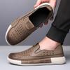Fashion Casual Men's Leather Shoes  Men's Business  Fashionable and Breathable Casual Mesh Comfortable Party with Holes Leather  Men's