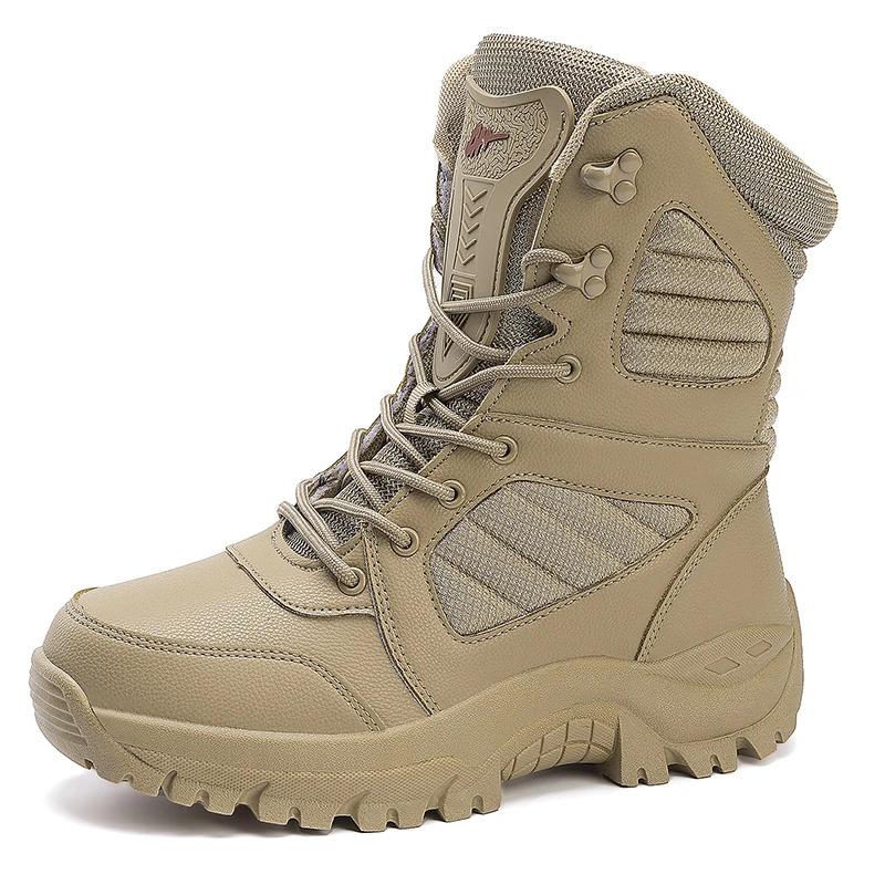 Mode Herrenstiefel Outdoor Wanderschuhe Herren Rutschfest Wüste Wasserdicht Kampf Verschleißfester Stiefel Herren Einfarbig Schneestiefel HotSale