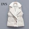 Women Vest Winter Jacket Drawstring Waist Turn-down Collar Thick Plush Lined Waistcoat Sleeveless with Pockets Padded Button Closure Outdoor Button-up