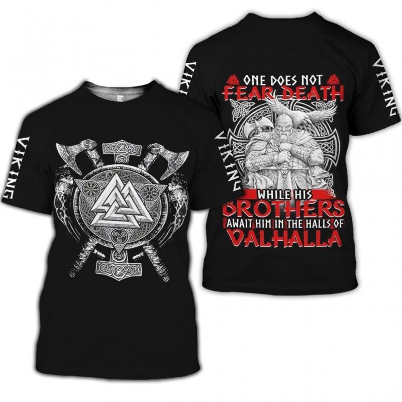 Mens Viking Print T-Shirt 3D Digital Short Sleeve Casual Loose Fit Tee
