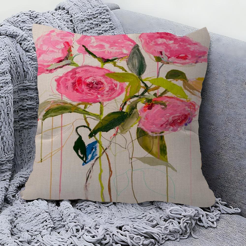 Botanical Oil Painting Art Cushion Cover Pillowcase Upholstery Sofa Throw Pillow Home Decor Pillowcas