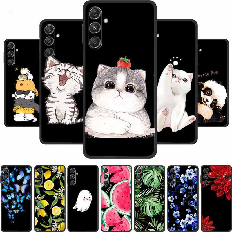 Black Silicone Case For Samsung Galaxy M17 5G Case Cartoon Cat Soft Back Cover For Samsung M17 2025 Case M 17 Shockproof Coque