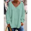 IHUASU Autumn Winter Women's Solid Color V-neck Long Sleeve Loose Casual Comfortable T-shirt Top