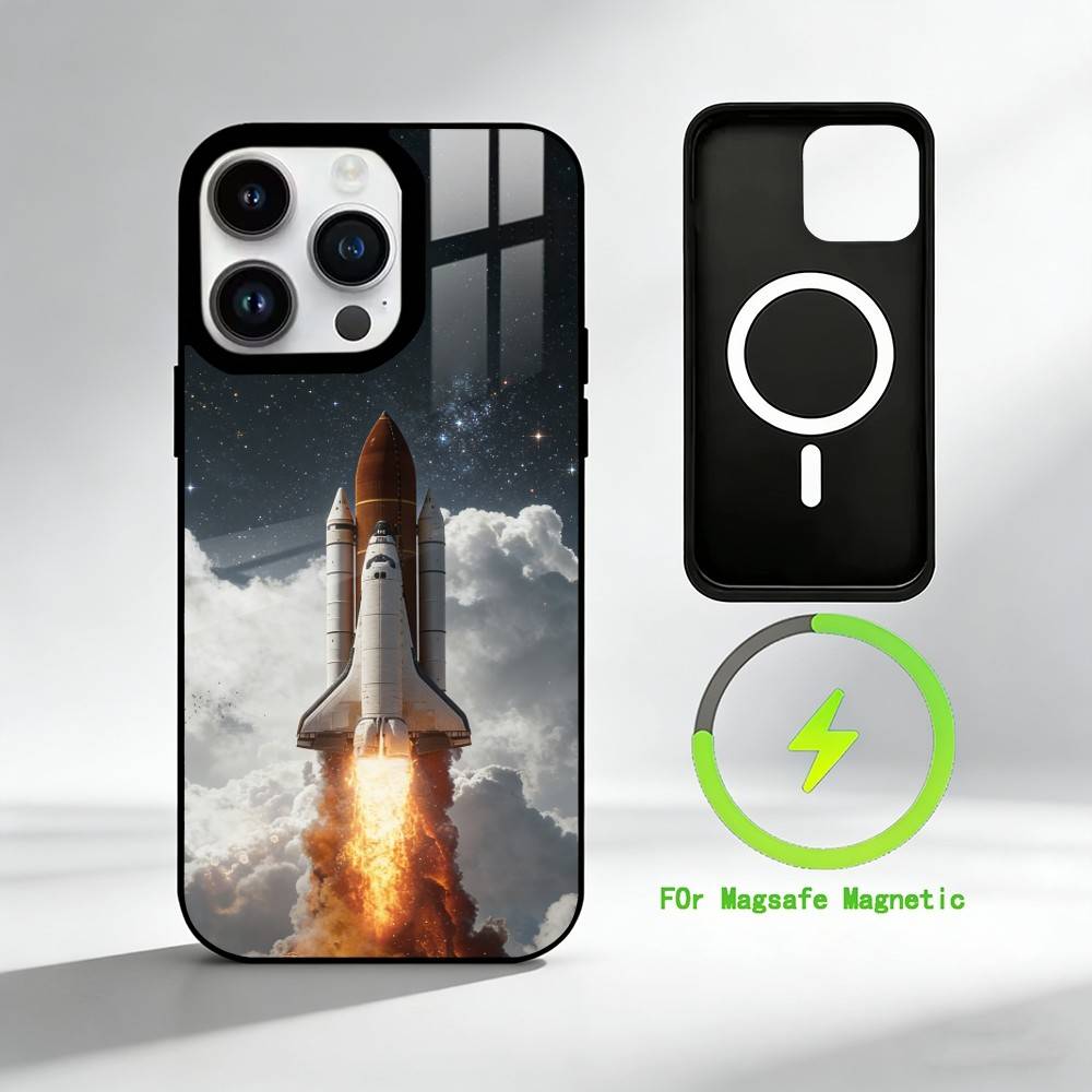 

S-space plane Phone Case For iPhone 17 16 15 14 13 12 Pro Max Plus for Mirror Wireless Magnetic Cover iPhone15Plus