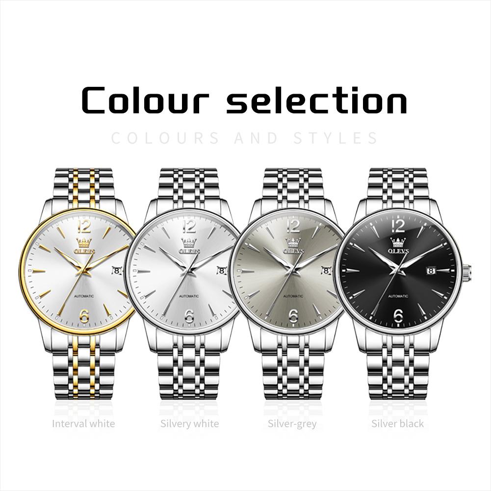 OLEVS 6741 Mens Watch Original Automatic Mechanical Watches Stainless Steel Watches For Man Gifts High Quality Big Dial Reloj