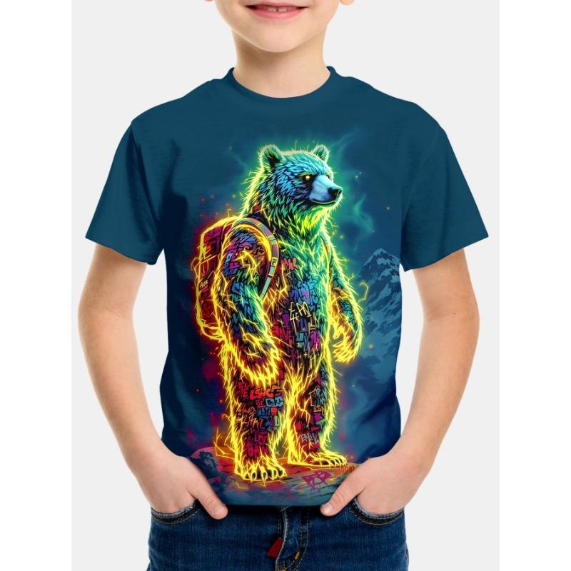 Summer Round Neck 3D Cartoon Pattern Printed T-shirts Fashionable Casual Short Sleeved Children's Boy T-shirts