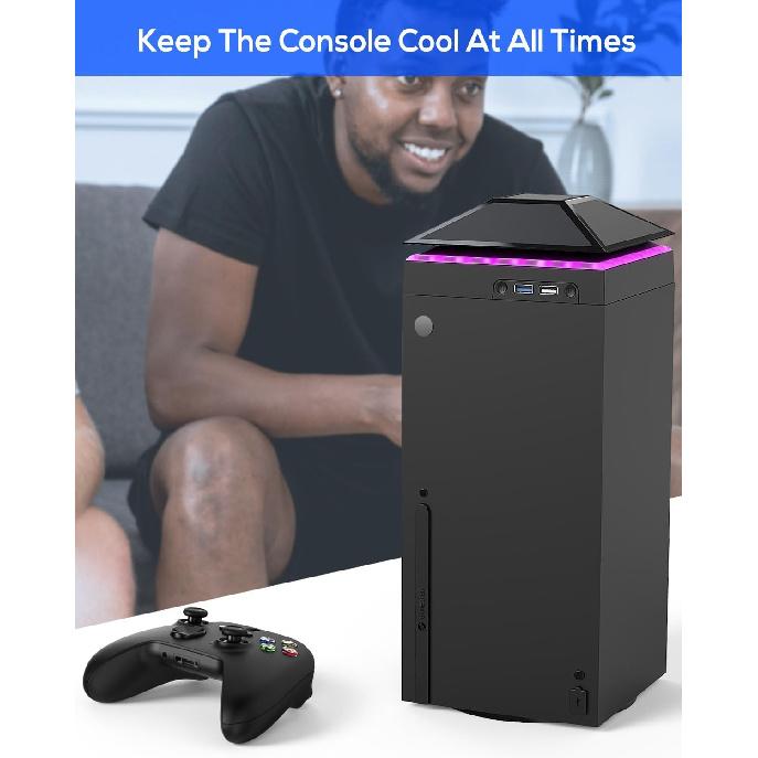 Upgrade RGB Cooling Fan for Xbox Series X with Dust Cover Filter, Colorful LED Light Cooler System Accessories with Low Noise 3 Levels Adjustable