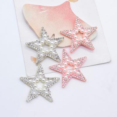 10 sztuk 40mm Hollow gwiazda Rhinestone perła aplikacja dla majsterkowiczów ubrania kapelusz naszywki do szycia nakrycia głowy spinki do włosów kokarda akcesoria dekoracyjne