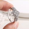 Classic 18k White Gold Plated Diamond Ring For Women S925 Silver Plated Engagement Wedding Four-Leaf Fine Jewelry