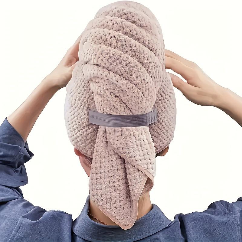 Microfiber Hair Towel Extra Large Wrap Quick Dry Hair Towel Wrap With Elastic Band , Ultra Absorbent Soft Hair Towel Wrap Turban