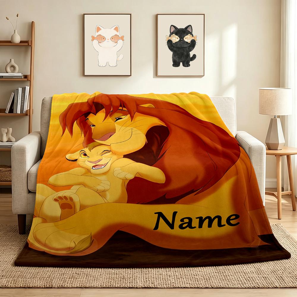 Custom Name Lion Cub Name Flannel Blanket Throw Blanket Soft Warm Sofa Bed home Decor Unique Gift