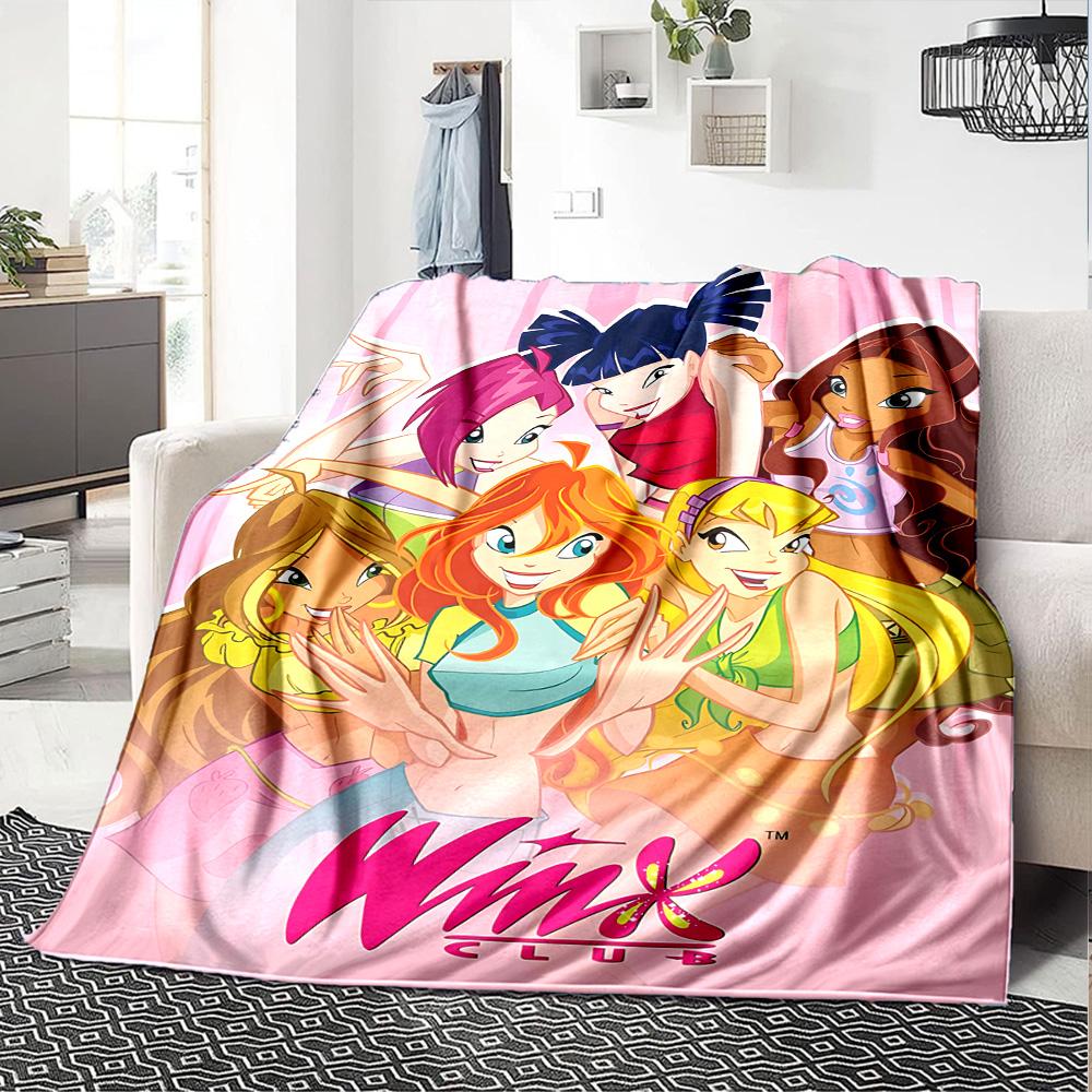 1pc Winx Club Fairies flannel Blanket for Super Soft Cute Comfort Blanket for Travel Bedding Couch Sofa Blanket Y73024