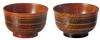 Pair of Wooden Striated Soup Bowls AMJ-4E-141