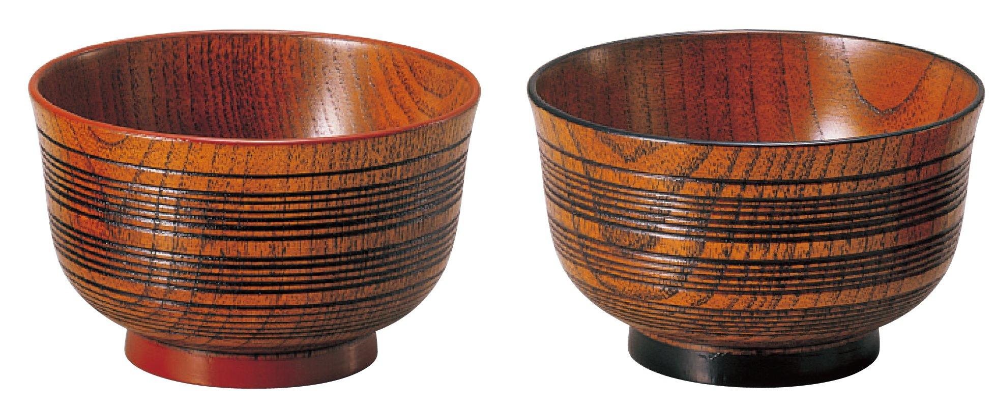 

Пара деревянных суповых мисок с рифленой поверхностью AMJ-4E-141