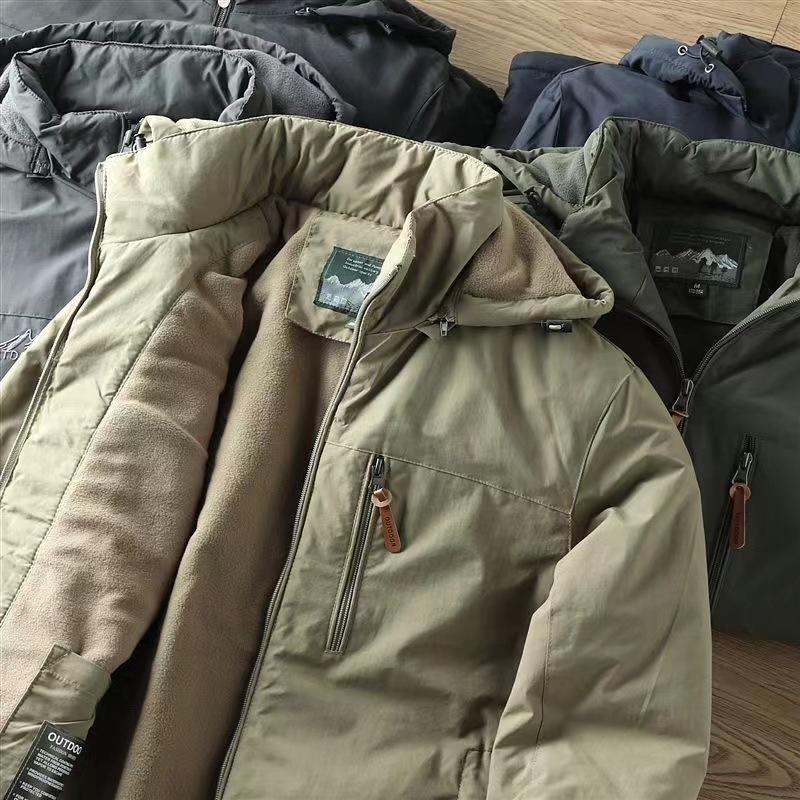 Men's Outdoor Waterproof Windproof Fleece-Lined Mountaineering Jacket