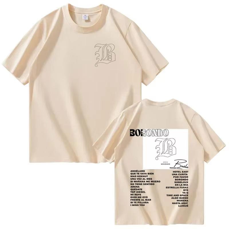 Hot Rapper Beele New Album Borondo Double Sided Print Graphics Merch 2026 Men Short Sleeve top Harajuku Casual Cozy Tshrit
