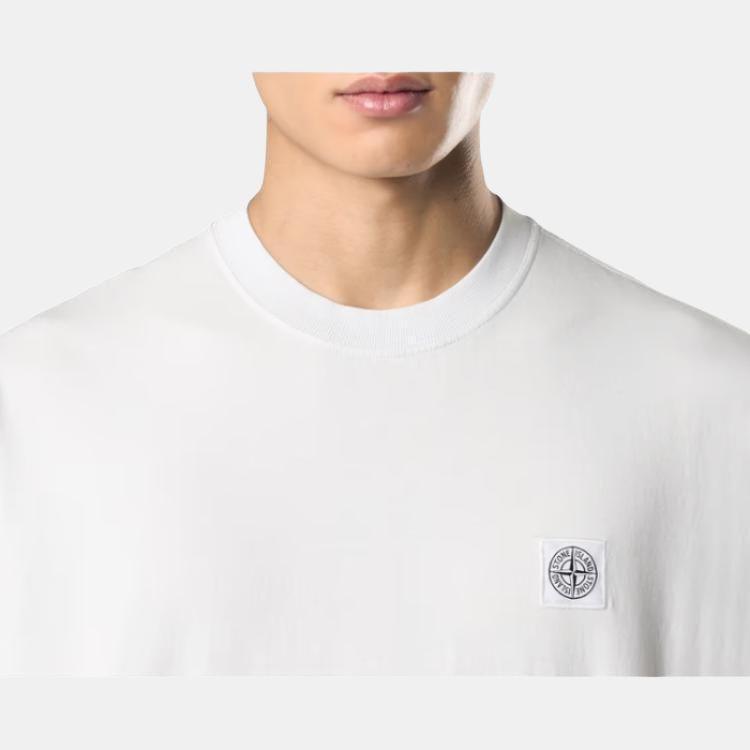 Stone Island Badge Crew Neck Short Sleeve T-Shirt Men Tops White K1S152100034S0115-V0041