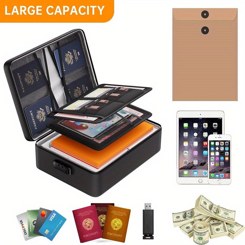 1pc Document Organizer with Lock Upgraded Heat Insulated Fireproof Waterproof 3 Layers File Organizer Portable Safe Storage for Important Documents