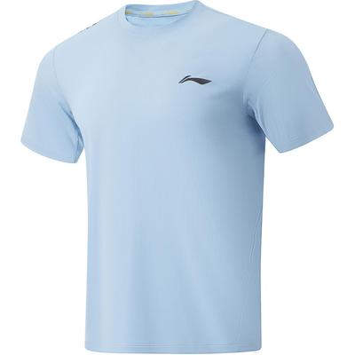 Li Ning Laufserie Atmungsaktiv Bequem Schnelltrocknend Rundhals Kurzarm T-Shirt Herren Tops Soft-Mist-Blau ATSU025-4