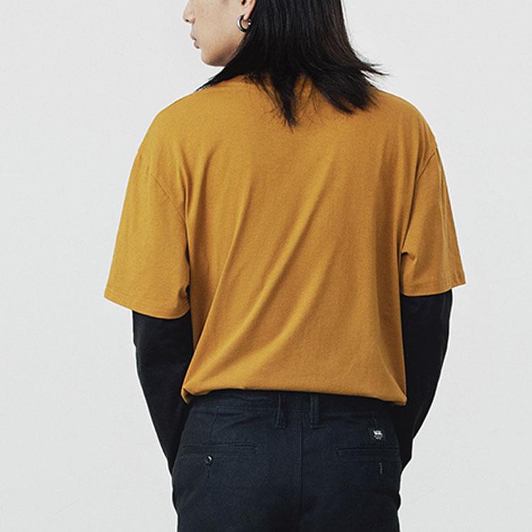 Vans Fake Two-Piece Casual Sports Long Sleeve T-Shirt Men Tops Dark-Brown VN0A54I71M7