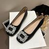 Fashion Women's New Square Toe Summer Shallow Mouth Rhinestone Decoration Design Mary Jane Daily Casual Single Shoes Zapatos De Mujer