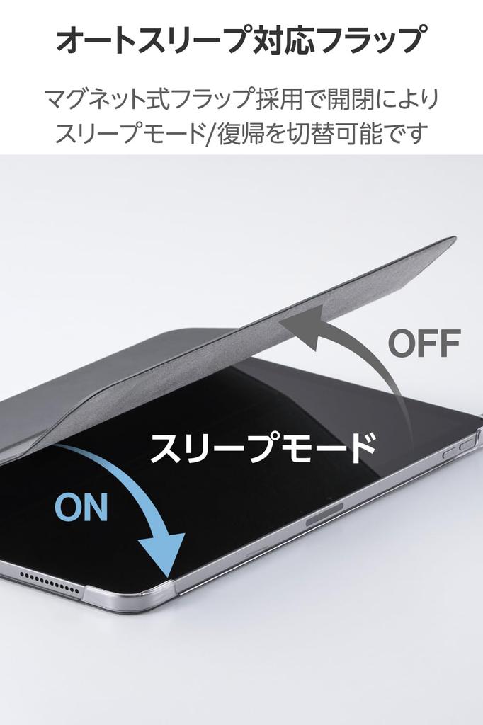 ELECOM iPad Air Auto Dual Angle Folio Clear 11-inch (M3/M2) 10.9" Case, 5th/4th Generation, Sleep/Wake, View, Style, Back, Black, TB-A25MWVBK