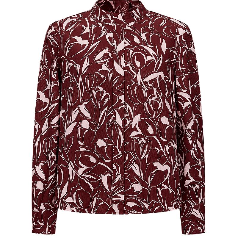 JUZUI Women s Elegant Stand-Collar Printed Top XL