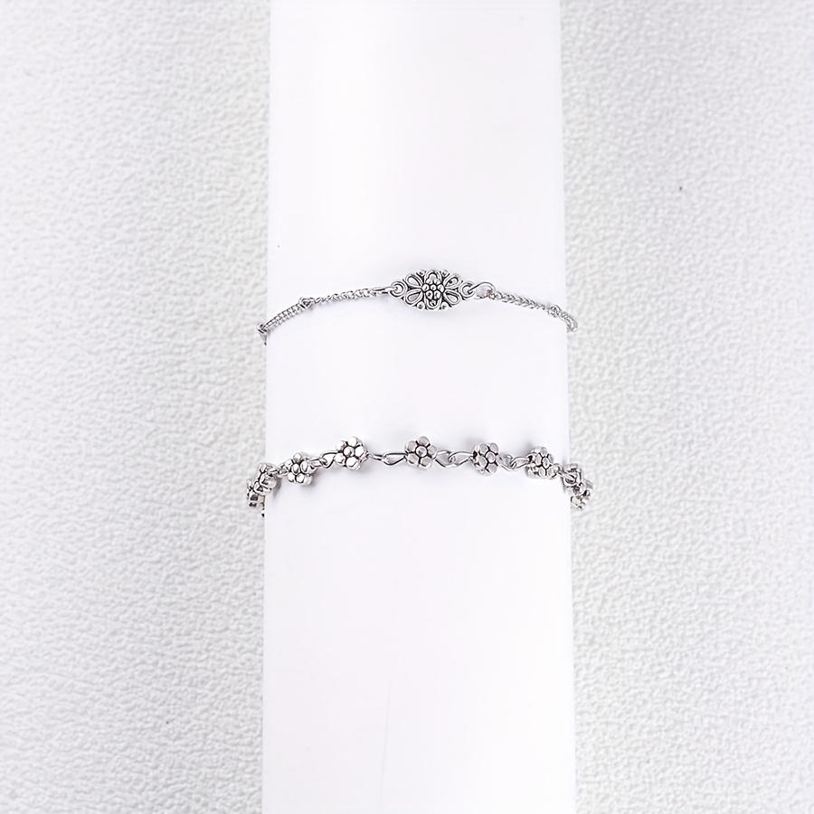 Bohemian Retro-style Zinc Alloy Multi-layer Flower Anklet for Women, Fashionable Jewelry Suitable for Vacation and Gift Giving