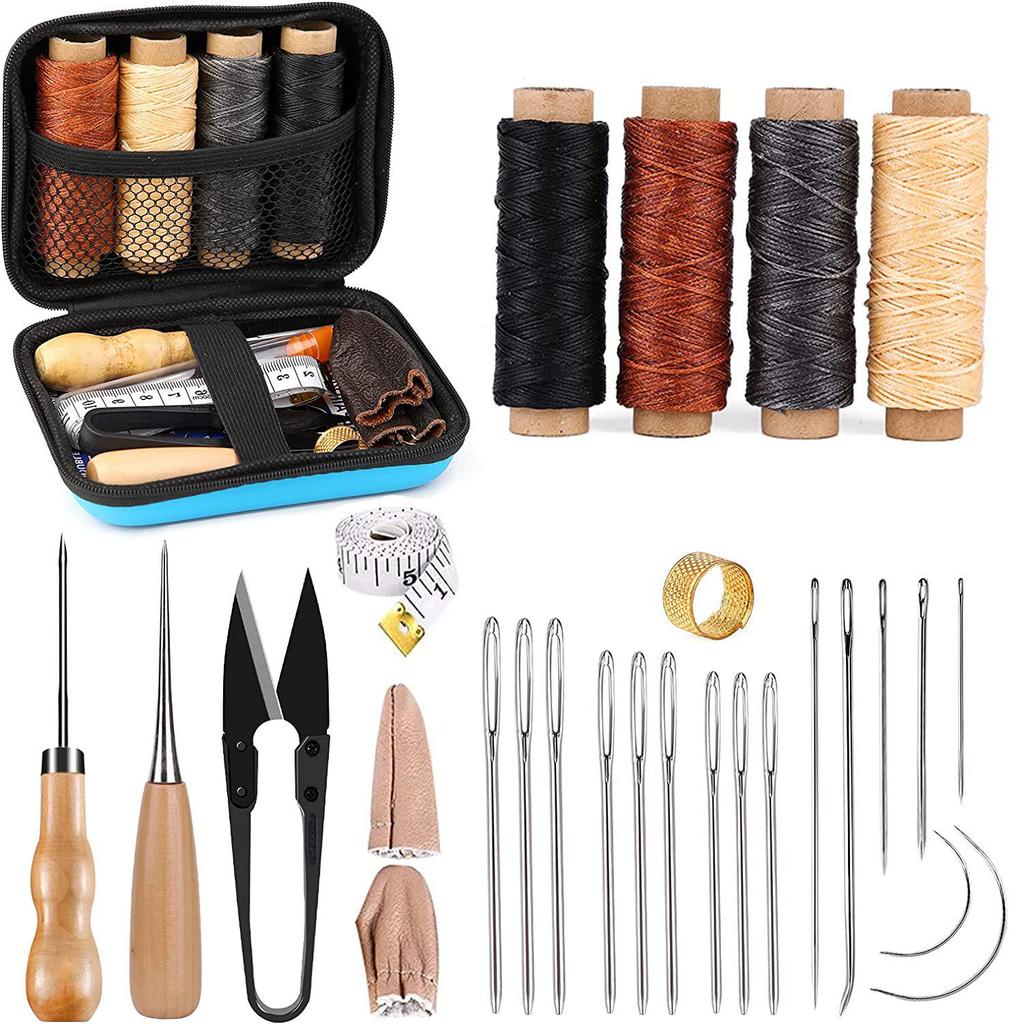 Hand-Stitched Leather Goods DIY Sewing Kit: 33-Piece Set for Making Leather Items