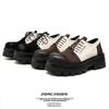 Premium black small leather shoes loafers platform heightening British style single shoes lace-up Korean version versatile 30399-E