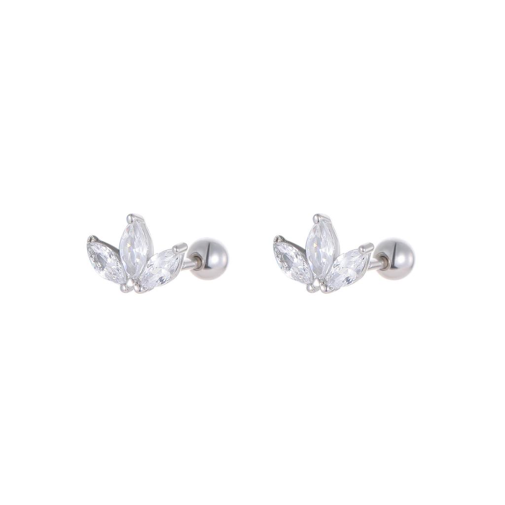 S925 Sterling Silver Clover Stud Earrings with Inlaid Diamonds - Korean Style Light Luxury Niche Design for Women