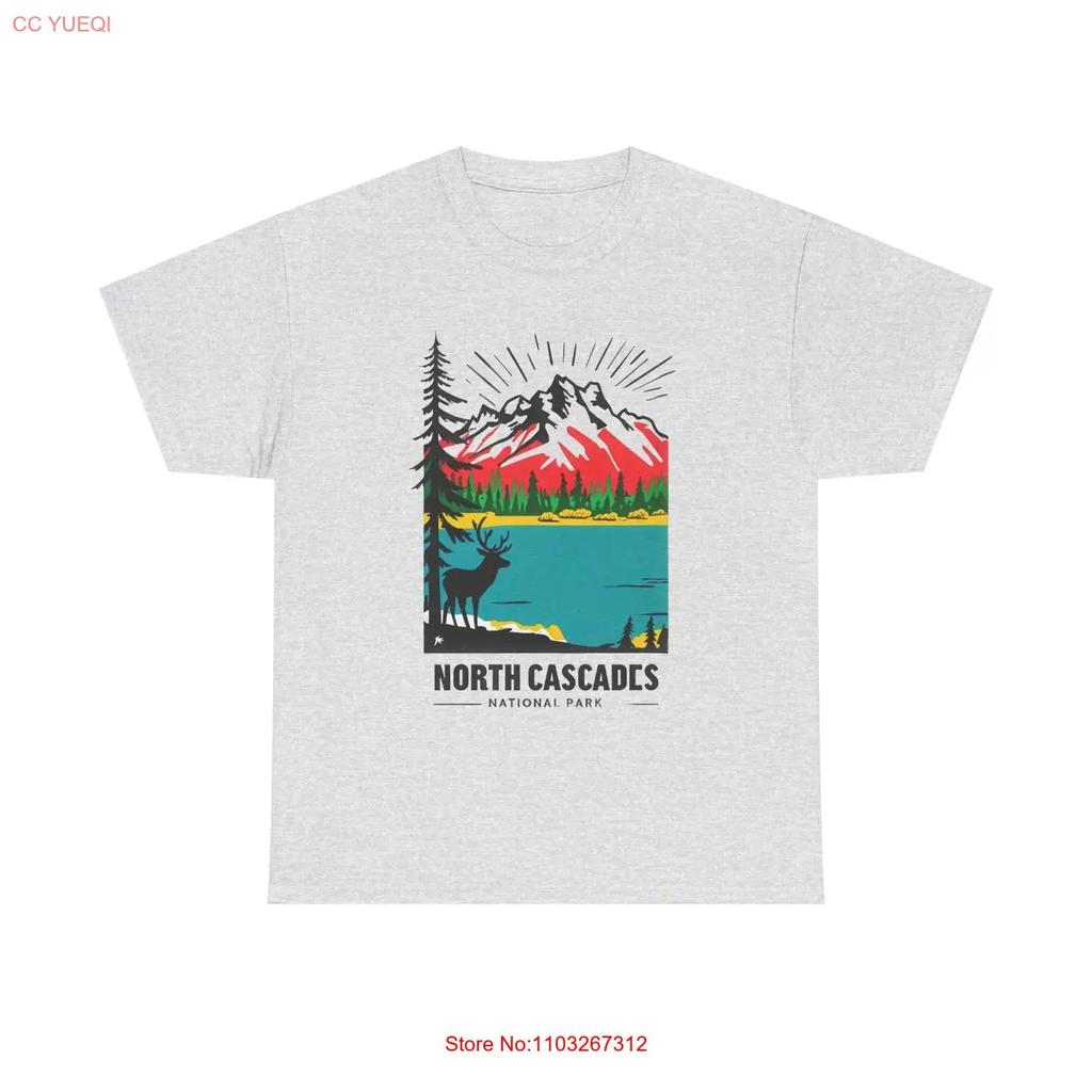 North Cascades National Park Design Washington State Heavy Cotton T Shirt Vintage Casual Unisex Slightly Fashion Soft