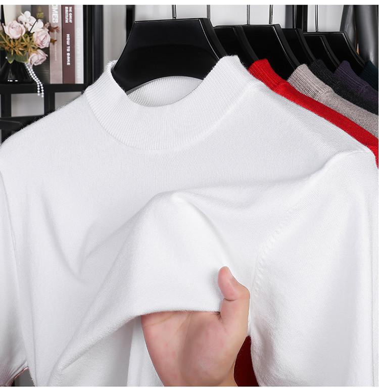 Men's Short-Sleeve Knit Sweater with Half-High Collar - Lightweight Pullover for Middle-Aged and Young Men