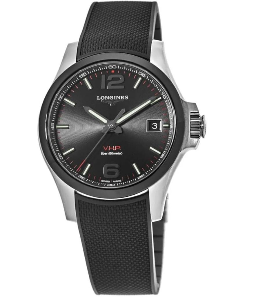 Watch CONQUEST Conquest Quartz 5 ATM Water Resistant Sapphire Glass Black Dial Stainless Black [Longines] Men's V.H.P V.H.P Steel/Ceramic