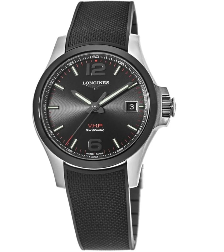 

Watch CONQUEST Quartz 5 ATM Water Resistant Sapphire Glass Black Dial Stainless Black [Longines] Men s V.H.P Steel/Ceramic L3.719.4.56.9 [Item] чорний