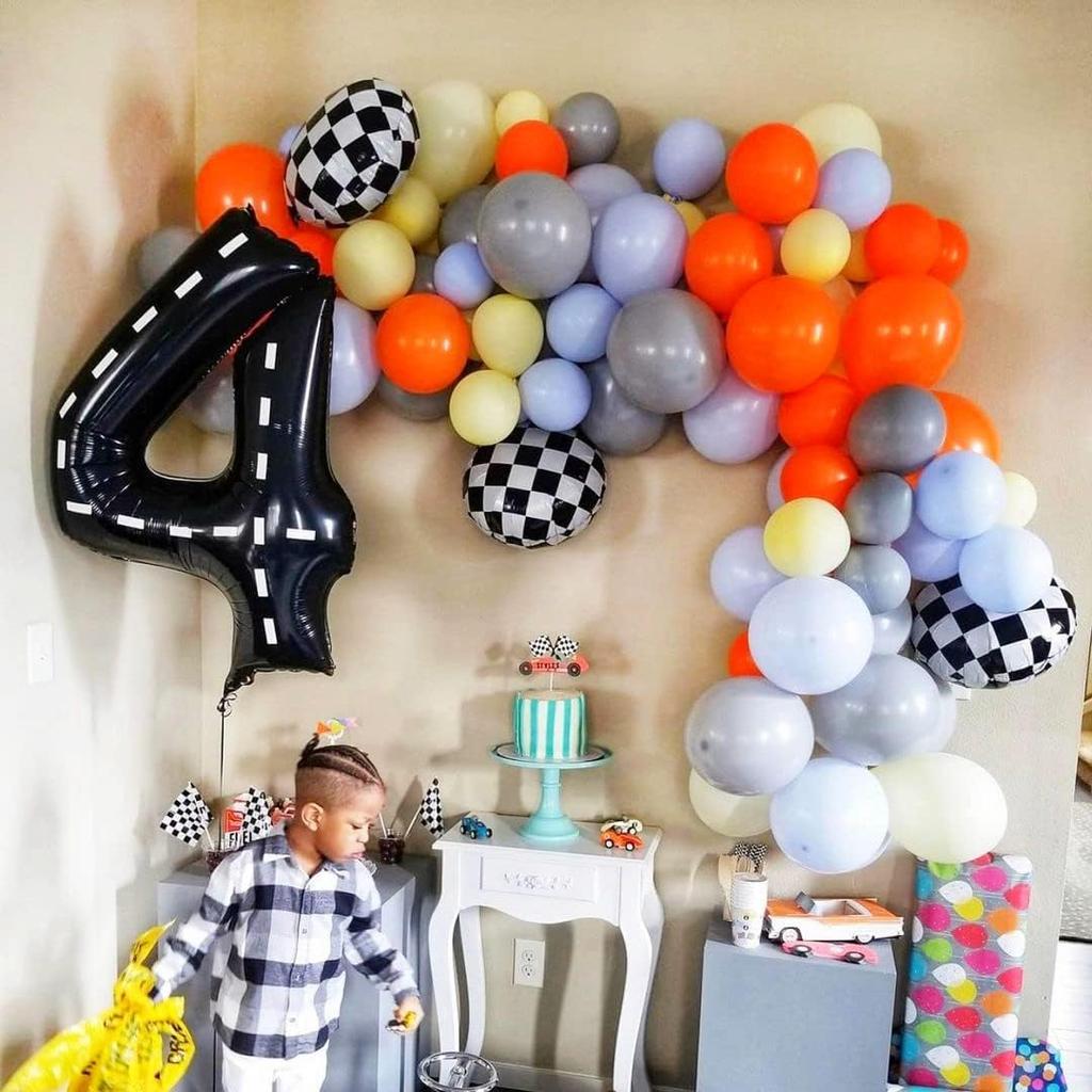 40 Inch Race Car Black Number 0-9 Birthday Party Balloons Boys 0th Birthday Party Race Car Theme Party Decorations Supplies