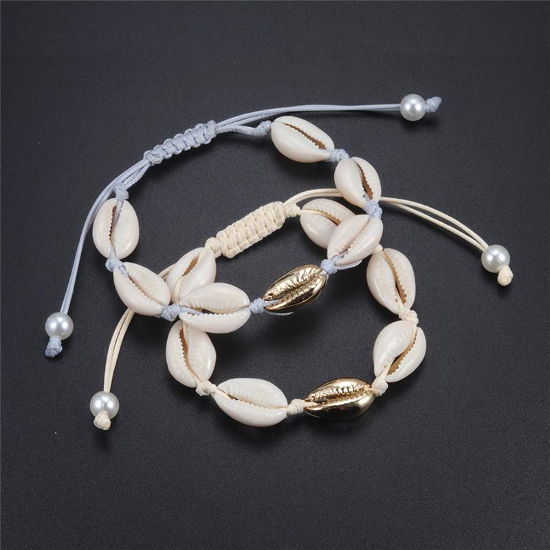 Fashion Bohemia White Shells Bracelet For Girls Women Rope Chain Beach Holiday Jewelry Conch Seashell Bracelets Girlfriend Gifts