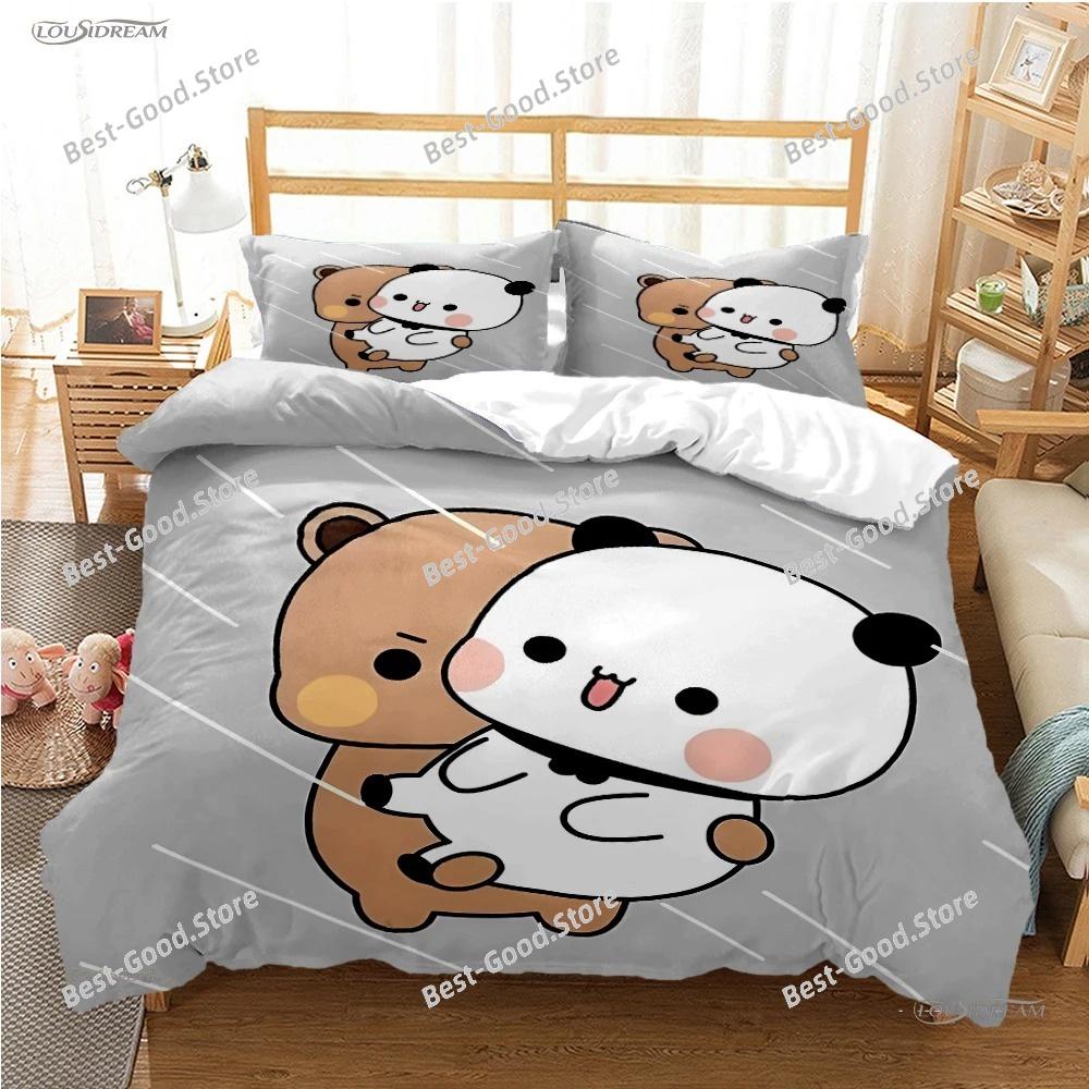 BuBu-Bear Cartoon Anime Cute All Season Duvet Cover kawaii Bedding set Soft Quilt Cover and Pillowcases SingleDoubleQueenKing